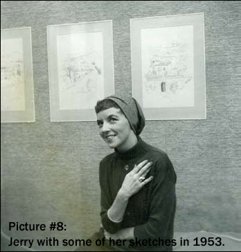 Jerry with some of her sketches in 1953